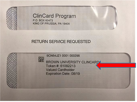 a windowed envelope demonstrating where the token id number is found